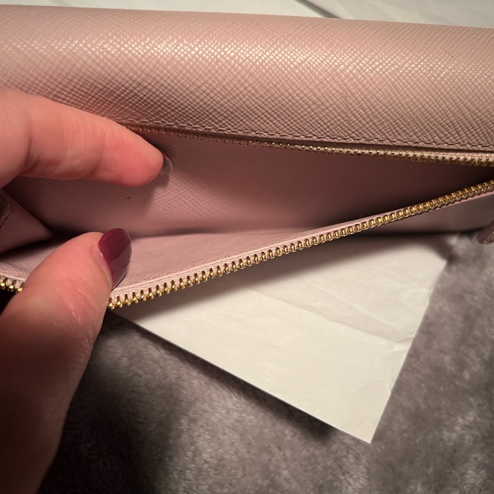 Prada Light Pink Saffiano Leather Continental Wallet with Gold Hardware - Picture 8 of 16